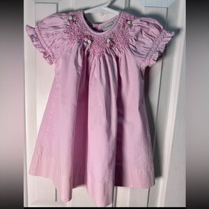 Smocked Dress with Floral embroidered Details, Fantasie Pink